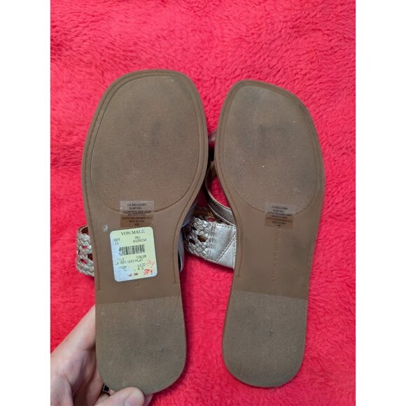 Lucky Brand Beckery Silver Braided Sandals Womens Size 8.5 M Leather Toe Ring - Picture 4 of 6